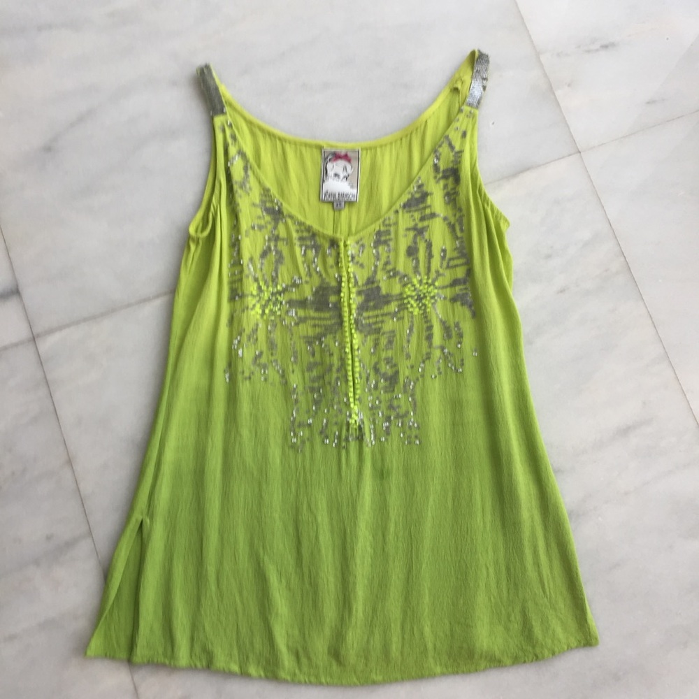 Neon green ombré Yoana Baraschi sequined tank